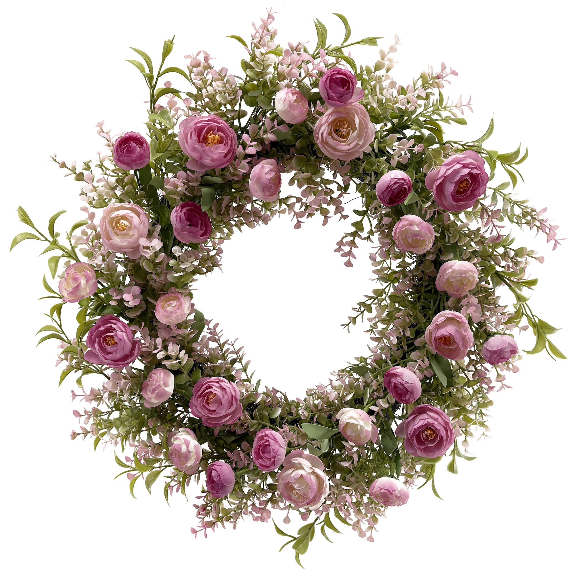 20" Mauve & Dusty Pink Ranunculus & Eucalyptus Wreath by Ashland®